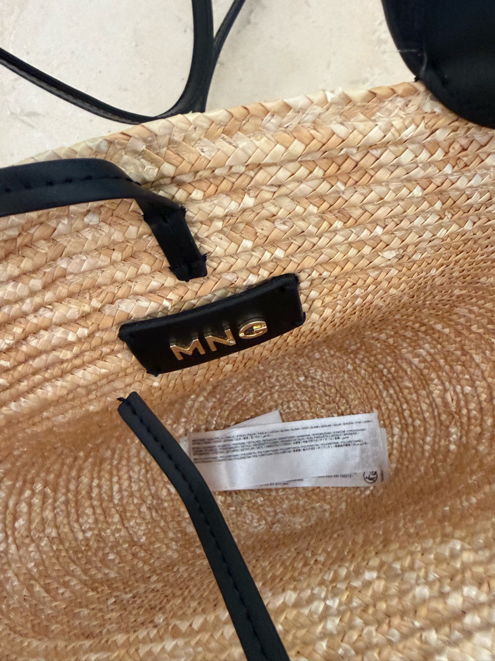 Mango MNG Natural fibre basket bag Black Trim - Picture 4 of 6